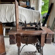 An old treadle sewing machine.
