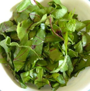 Chopped beet greens