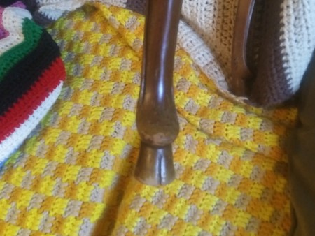 The leg on a wooden table.