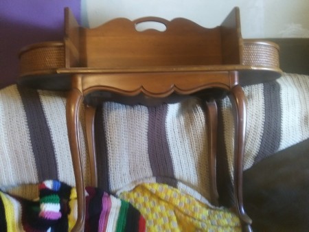 A wooden hall table.