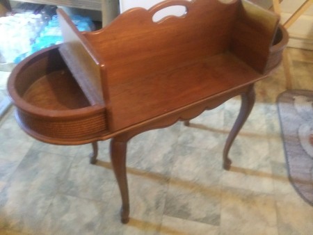 A wooden hall table.