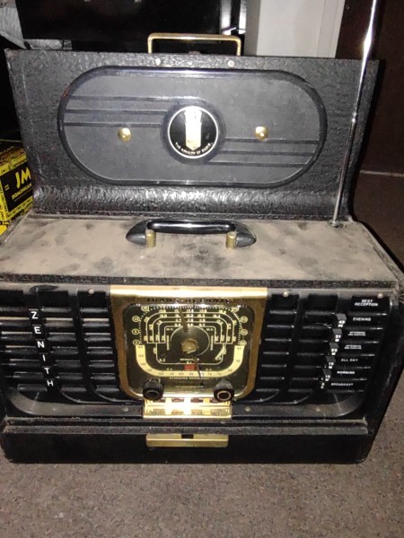 A portable radio.