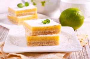 A plate of lime bars.