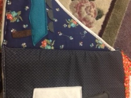 Assembling the fabric playhouse.