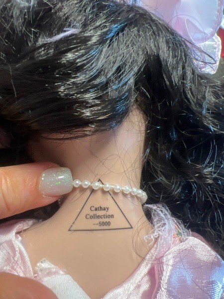 The back of a doll's neck.