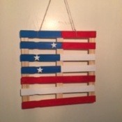 The completed hanging flag decoration.