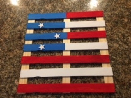 Assembling the flag.