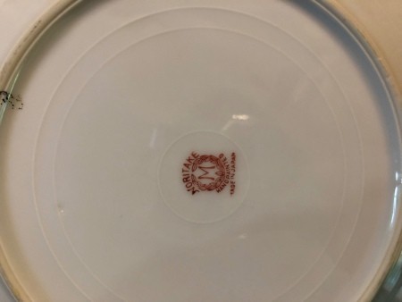 The Noritake marking on the back of a piece of china.