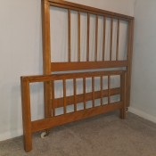 A wooden bed frame.