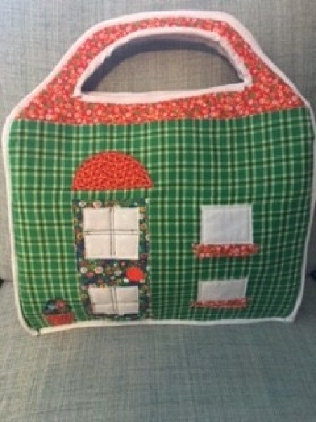 The completed and closed fabric playhouse.