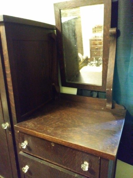 Close up of the mirror on the wardrobe.