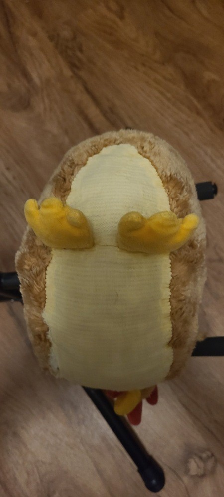 The bottom of a stuffed hen.