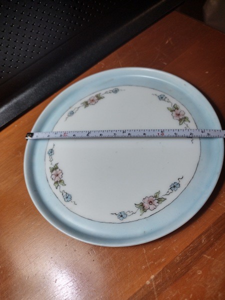 Measuring a china plate.