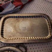 A rectangular silver tray.