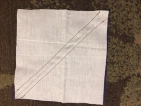 Attaching the fabric together.