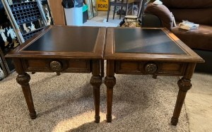 A pair of wooden end tables.