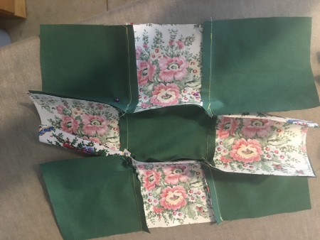 Sewing the squares together.