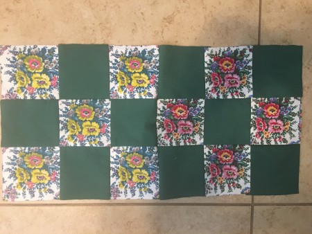 The squares sewn together.