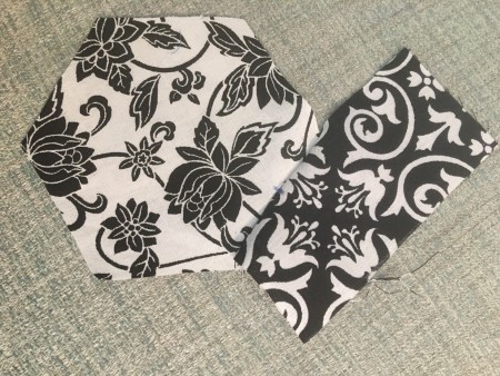 Attaching the first side piece of fabric.