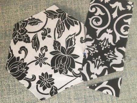 Attaching the first side piece of fabric.