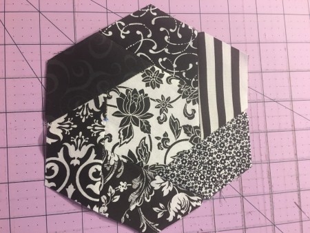 The hexagon after being quilted.