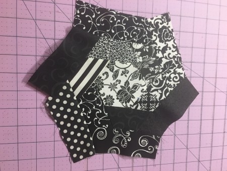 The hexagon after being quilted.