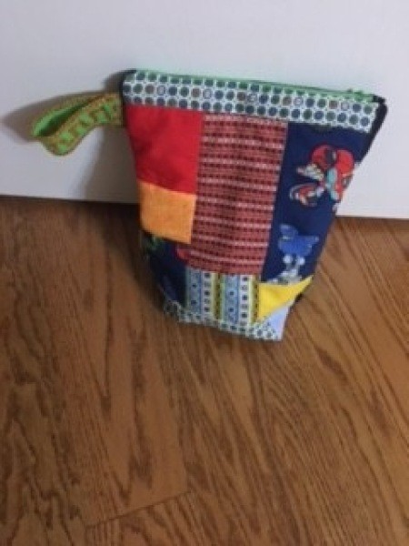 The completed patchwork pouch.