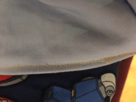 The inside of the patchwork pouch.