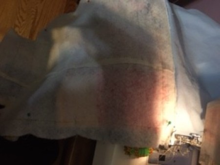 Turning the pouch inside out.