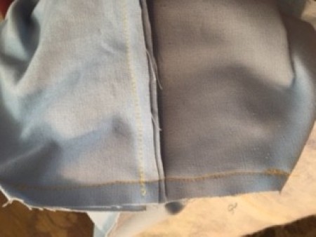 The inside of the patchwork pouch.