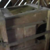 A large object in a barn.