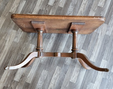 Side view of a wooden table.