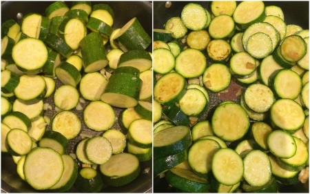The cut and browned zucchini.