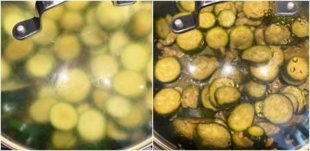 Cooking zucchini mixture.