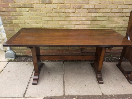 A wooden dining table.