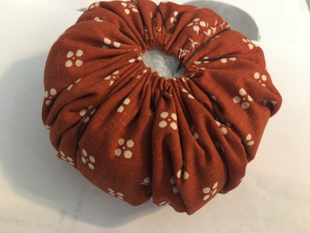 The gathered stuffed pumpkin.