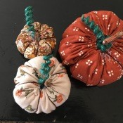 Three finished stuffed pumpkins.