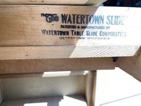 The marking on a slide table.