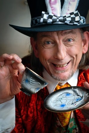 A depiction of the Mad Hatter from Alice in Wonderland