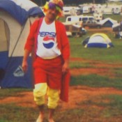 A man in a colorful costume.