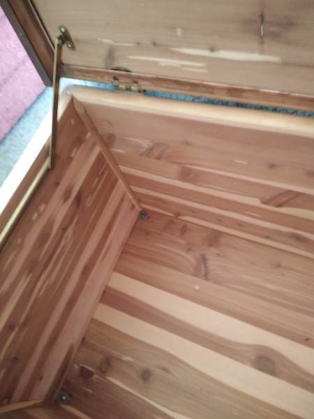 The open cedar chest.