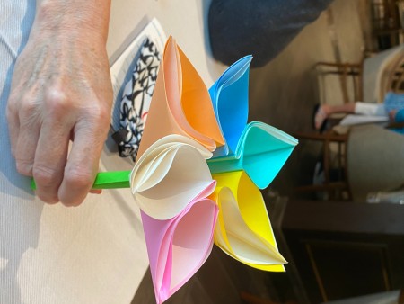 Adding the stem to the flower.