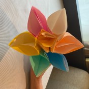 The completed origami flower.