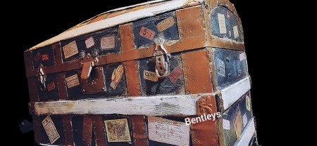 A decorated steamer trunk.