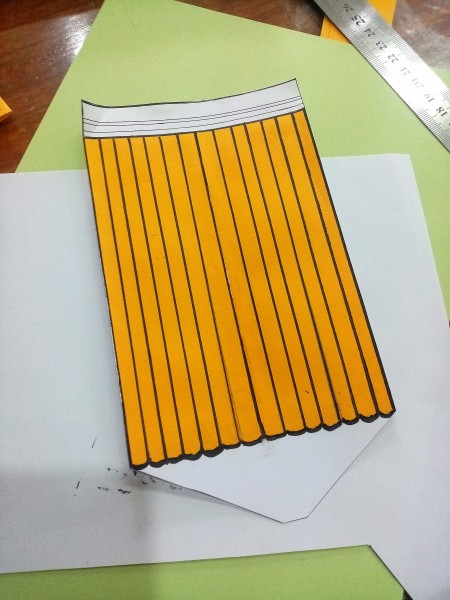 Drawing black lines to resemble a pencil.