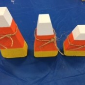 The completed candy corn decorations.