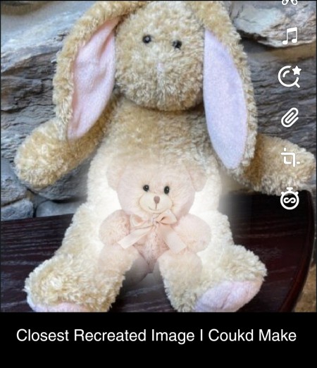 A mock up of a tan bunny stuffed animal.