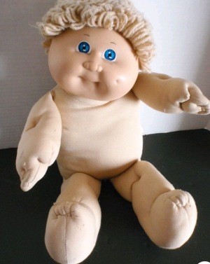 An undressed Cabbage Patch Kid doll.