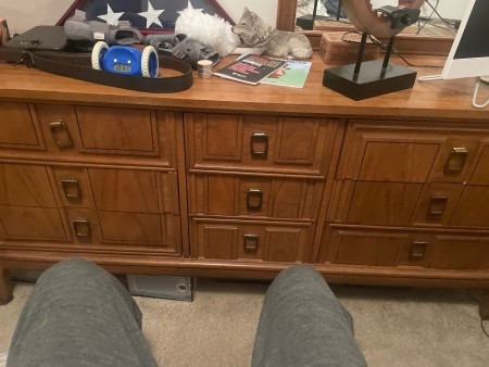 A long dresser with 9 drawers.