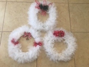 Three versions of the wreaths.